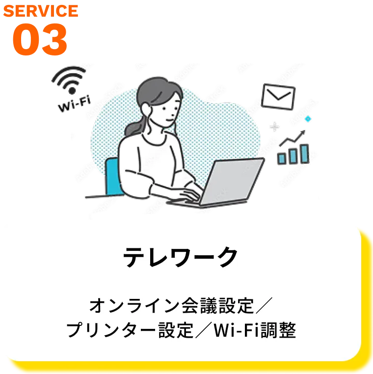 テレワークやWi-Fi設定サポートのイメージ
